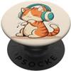 Inkline Panel Studio Gatto Chibi arancione con cuffie per gli appassionati di anime PopSockets PopGrip Adesivo