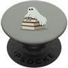 Little Boo Studio Fantasma con un Book Stack Kawaii II per gli amanti di Halloween PopSockets PopGrip Adesivo