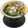 Toadstool Lane Frog Holding a Daisy per gli amanti delle rane, fan del cottagecore PopSockets PopGrip Adesivo