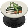 Toadstool Lane Cream Frog su una pila di libri per gli amanti della rana PopSockets PopGrip Adesivo