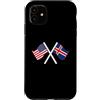 Dual Nationality Pride Graphics Custodia per iPhone 11 USA E ISLANDA bandiere incrociate doppie radici