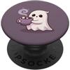 Little Boo Studio Ghost Holding Hot Cocoa Kawaii III per gli amanti di Halloween PopSockets PopGrip Adesivo