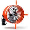 VEVOR Ventilatore da Timpano 40,6cm, Aspiratore per Sottotetto 2940CFM con Termostato, in Acciaio al Carbonio Durevole, Raffreddamento e Ventilazione per Casa, Garage, Magazzino e Officina, Arancione