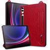 Rosbtib Custodia per Samsung Galaxy Tab S10 Plus 2024/S9 Plus/S8 Plus/S7 Plus 12.4, antiurto con supporto Slim Edition Tablet Cover in similpelle per Galaxy Tab S10+/S9+ (Cinturino a mano), Rosso