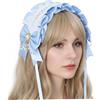 Gcroet Fascia per capelli Lolita 1 pezzo - Fascia per capelli in pizzo con croce gotica, copricapo dolce e scuro per moda Lolita, costume cosplay e stile Kawaii, blu.