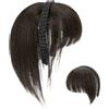 AZIDWERYQ Parrucca Fascia Intrecciata, Fascia 10 Frangia, Treccia Torsione Posticci Lisci Marrone Scuro Clip Per Capelli In Topper Estensione Per Capelli Con Frangia Estensioni Per Donna