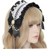 Gcroet Fascia per capelli Lolita 1 pezzo - Fascia per capelli in pizzo con croce gotica, copricapo dolce e scuro per moda Lolita, costume cosplay e stile Kawaii, nero.