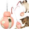 CYBERNOVA Giocattolo interattivo per gatti con bacchetta a molla, dispensatore di croccantini incorporato/giocattolo puzzle per animali domestici/alimentatore lento per gatti e gattini (rosa+bianco)