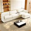 Ktipm 315 cm Divano Modulare Componibile, Funzione Ricarica e Altoparlante | Divano Angolare a L con Contenitore e 2 Portabicchieri, Poggiapiedi e Illuminazione, 315x70x85 cm, Chenille, Beige
