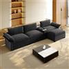 Ktipm 315 cm Divano Modulare Componibile, Funzione Ricarica e Altoparlante | Divano Angolare a L con Contenitore e 2 Portabicchieri, Poggiapiedi e Illuminazione, 315x70x85 cm, Chenille, Nero
