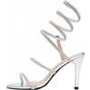 Jemnpela Tacchi strass trasparenti donne con spirale caviglia avvolgere cinturina cristallo Stiletto Open Toe sandali per abito da sposa e festa