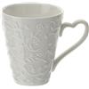 Set 2 Mug in Porcellana Bianca con Decoro Floreale a Rilievo Romance - Hervit Creations (11 x 9,5 cm)