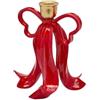 Portacandela Natalizio a Fiocco Rosso Lucido e Bobeche Oro EDG Enzo De Gasperi - H 16 cm