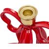 Portacandela Natalizio a Fiocco Rosso e Oro EDG Enzo De Gasperi - Grande H 20 cm in Poliresina