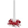 Mini Ghirlanda Natalizia Portacandela con Bacche e Foglie Bianco e Rosso EDG Enzo De Gasperi - Ø 10 cm