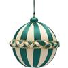 Sfera Natalizia con Lavorazione a Treccia in Tessuto Bianco e Verde Ø 10 cm - EDG Enzo De Gasperi