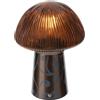 Lampada LED da Tavolo in Vetro Crown con Piede Decorato e Ricaricabile USB - Hervit Creations (Ø 16 x H 22 cm)
