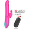 HAPPY LOKY Vibratore Rabbit Rotante Pluto 24 Cm Silicone Ricaricabile Rosa - Happy Loky