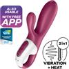 SATISFYER, SATISFYER CONNECT Vibratore Rabbit Hot Bunny Riscaldante Stimolazione Punto G E Clitoride Bordeaux Silicone - Satisfyer