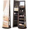 SONGMICS Specchiera SONGMICS con 6 LED, portaoggetti girevole a 360°, senza telaio, specchio intero con spazio di archiviazione, finitura cenere e rivestimento nero/bianca e rivestimento nero/marrone rustico,