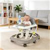 NONE Girello Pieghevole per Bambini, con Centro Attività, Altezza Regolabile, Cuscino del Sedile Rimovibile, da 6 Mesi, Grigio/Kaki/Nero
