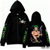 Bandai Giacca con cappuccio e zip stampata One Piece Zoro Anime 2026 da uomo e donna, a maniche lunghe, casual, stile Hip Hop Streetwear, pullover per primavera e autunno