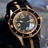 tandorio Orologio subacqueo da uomo 50-Fathoms 20ATM, 40mm, vetro zaffiro bombato retrò, movimento automatico Miyota 8215, verde luminoso, bronzo massiccio