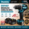 Makita Trapano Avvitatore a Batteria Originale Makita 18V LXT DDF487 Brushless ad Alta Coppia + Kit Batteria 6.0Ah BL1860B BL1840 Set Utensili Elettrici Originali Spedizione Rapida UE