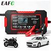 EAFC Caricabatterie Intelligente EAFC 12V 6A Completamente Automatico con Schermo LCD Digitale, Riparazione a Impulsi e Desolfatore per Batterie Auto, Moto, al Piombo Acido Umido e Secco