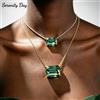 Serenity Day Collana con Pendente Serenity in Diamante ad Alto Contenuto di Carbonio 10*14mm per Donna, Regalo con Zircone Smeraldo, Catena in Argento Sterling S925
