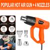 NONE Pistola ad Aria Calda 2000W con Doppia Regolazione della Temperatura 300 ℃ /600 ℃ Flusso d'aria regolabile 300/500L/min, kit con 4 ugelli, arancione, di grado industriale per termoretrazione PVC,