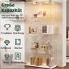 NONE Vetrina in vetro con LED, moderna vetrina in vetro con specchio sul retro per esposizione di collezionabili, libri, vino, 4 ripiani in vetro e 1-2 ante con serratura.