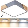 LuFun Plafoniera LED Dimmerabile 24W Legno con Telecomando 3000-6000K | Lampada da soffitto LED moderna in legno 30x30cm con app, luminosità regolabile per soggiorno cucina camera da letto ufficio