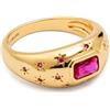 SINGULARU - Anello Charlotte Fucsia. Ottone avec Placcatura in oro 18 kt et Zirconia. Gioielli da donna. Taglia 50-58.
