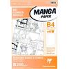 Clairefontaine 94046C Astuccio Manga e Multi-tecnica - 40 Fogli di carta da Disegno Bianca extra liscia B4 27,5x37,4 cm 200g - Carta stampata Graduazione semplice - Per Disegno a Pennarello ad Alcool
