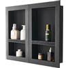 VEVOR Nicchia per Doccia, 40,6 x 61,0 cm Quattro Strati, Nicchia da Parete Incassata con Ripiano Mobile, 10,2 cm di Spessore, per Sapone, Angoli Quadrati, Sigillato Impermeabile, Nero