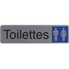 Exacompta - Ref. 67151E - 1 cartello adesivo per porta WC donna/uomo - Cartello murale stampato per segnaletica - Su tutti i supporti - Aspetto alluminio spazzolato - Dimensioni : 16,5 x 4,4 cm