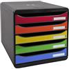 Exacompta 3097298D Cassettiera BIG-BOX PLUS GLOSSY, 5 cassetti aperti per formato fino a 24x32cm, Dimensioni (LxAxP) 27.8x27.1x34.7cm