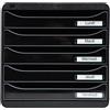 Exacompta 3097214D Cassettiera BIG-BOX PLUS GLOSSY, 5 cassetti aperti per formato fino a 24x32cm, Dimensioni (LxAxP) 27.8x27.1x34.7cm