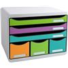 Exacompta - Rif. 306909D STORE-BOX Pop N'Co - Cassettiera 6 cassetti, 3 cassetti per documenti A4+ e 3 cassetti sottili alti, dimensioni esterne: Prof. 27 x 35,5 x 27,1 cm, assortiti