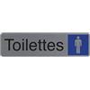 Exacompta - Ref. 67159E - 1 cartello adesivo per porta WC uomo - Cartello murale stampato per segnaletica - Su tutti i supporti - Aspetto alluminio spazzolato - Dimensioni : 16,5 x 4,4 cm