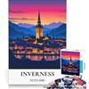 JIANGENNF Puzzle da 1000 pezzi con tramonto a Inverness, Scozia, giocattolo fai-da-te, sfida impegnativa, con pezzi di forma casuale completamente ad incastro 38x26cm