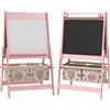 Lavagna per bambini con cavalletto 3 in 1 e 2 contenitori, età 3-8 anni, 54x46.5x93cm, rosa