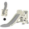 Scivolo per bambini pieghevole con canestro e palla da basket, in pp e hdpe, 146x52x65 cm, grigio e crema
