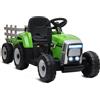 Trattore elettrico per bambini 3-6 anni con rimorchio rimovibile, batteria 12v e telecomando, verde