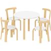 Set tavolo e sedie per bambini 3-8 anni 5 pz con bordi arrotondati in legno bianco
