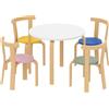 Set tavolo e sedie per bambini 3-8 anni 5 pz con bordi arrotondati in legno multicolore