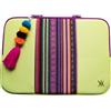 WONDEE VamVam - Custodia per Chromebook e portatile da 11,6 a 12 in tessuto ricamato stile etnico e originale maniglia portachiavi - valigetta/custodia computer portatile per Chromebook da 11,6 e 12