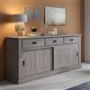 Dmora Credenza Halmahera 220x50x95h cm Grigio Rovere Grigio 2 Ripiani 3 Cassetti, Madia 2 Ante