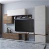 Dmora Parete Attrezzata Madura Marrone Noce 4 Ripiani Modulabile, Mobile Soggiorno Apertura Battente, a Ribalta